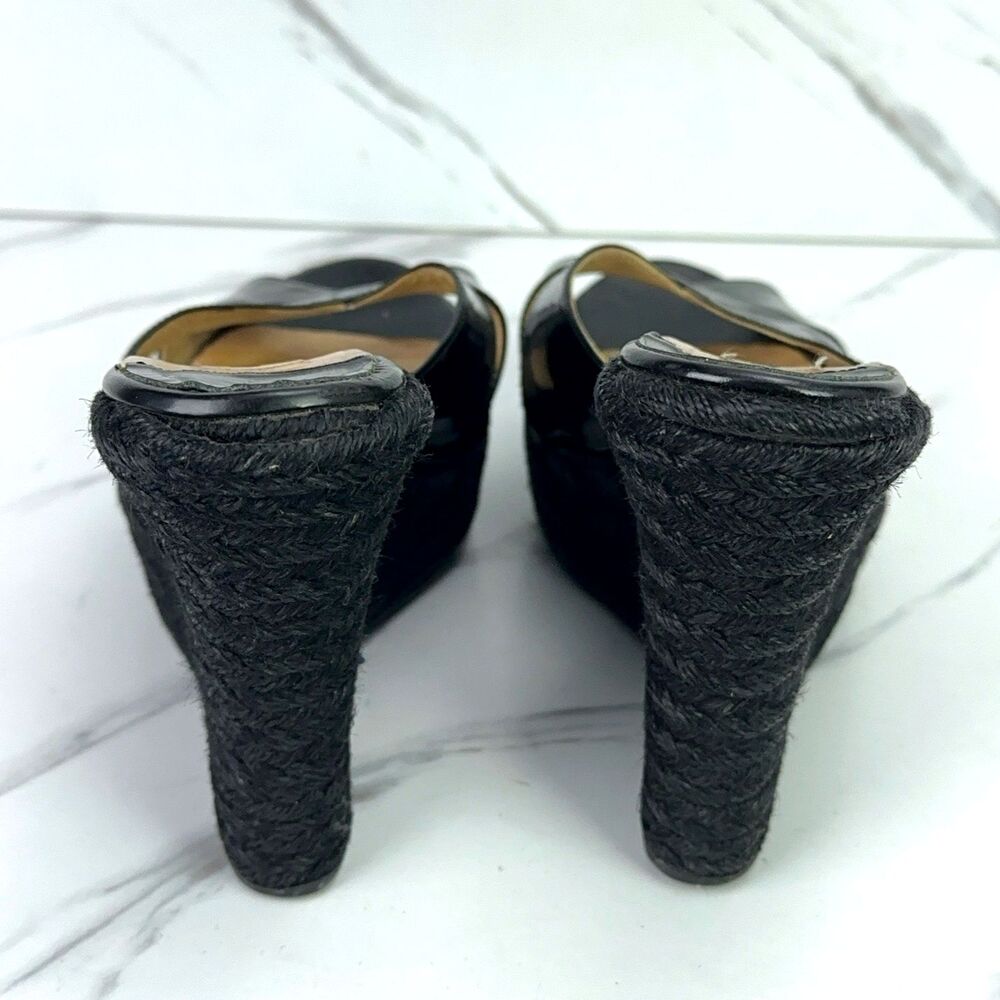 Jimmy Choo Phyllis Patent Black Espadrilles Wedge Sandals London Size EU 39 US 9 - Picture 5 of 8